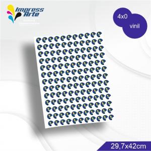 Adesivo VINIL A3 CORTE MENOR 1,5CM Vinil Fasson® PP impressão laser A3 4x0 Só Frente brilho  Para adesivos com o *mesmo formato de corte*.