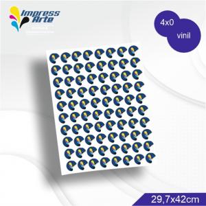 Adesivo VINIL A3 CORTE 1,5 A 2,99CM Vinil Fasson® PP impressão laser A3 4x0 Só Frente brilho  Para adesivos com o *mesmo formato de corte*.