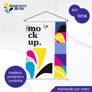 Banner Lona 440g  4x0  Madeira, Ponteira e Cordinha 