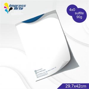 Papel Timbrado Sulfite 90g A4 4x0 Frente colorido verso branco   